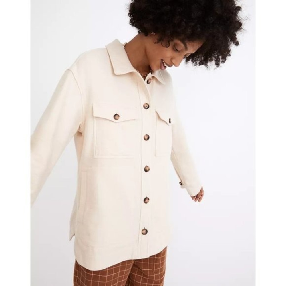 Madewell Waffleback Branner Shirt-Jacket in Aged Stucco Crossed White Size XS